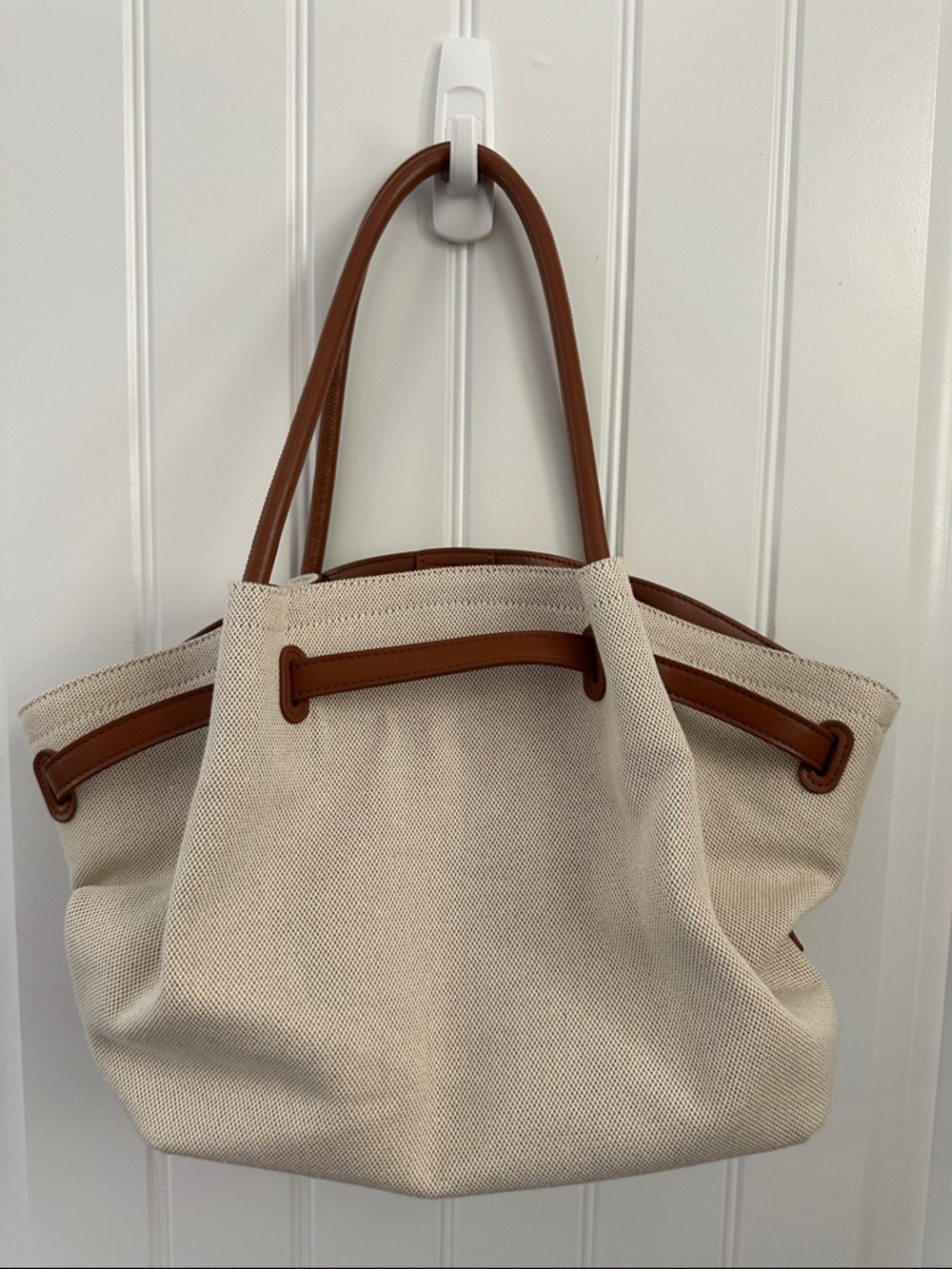JW PEI- Hana Medium Tote Bag - Canvas and brown trim - Picture 2 of 10